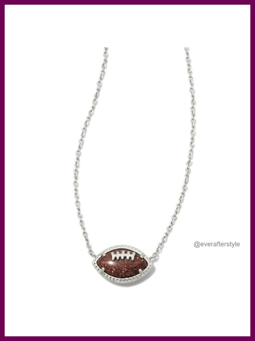 Kendra Scott Football Necklace Rhodium-Plated Brass 19" Chain